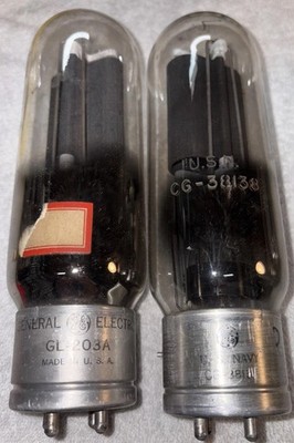 Pair General Electric Vintage Vacumm Tubes GL-203-A CG38138 Good Filament