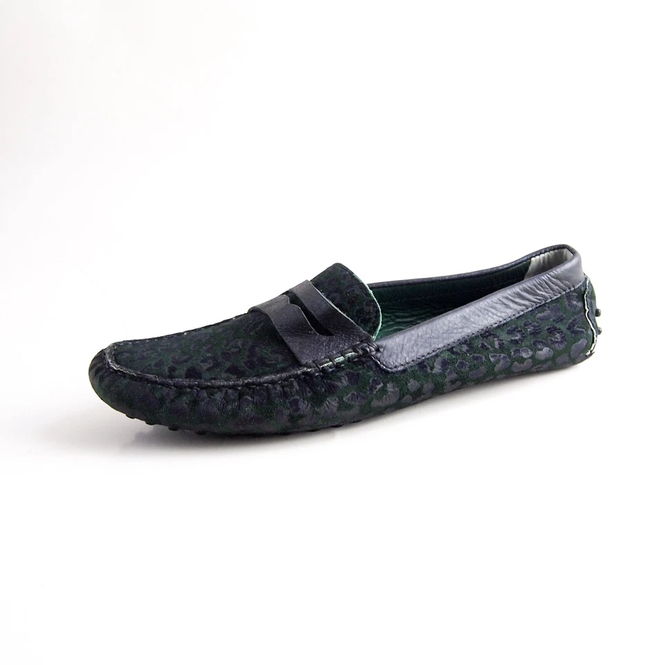Repetto Penny Slipper Flach Damen FR 39 US 8 Grün Wildleder Schwarzes Leder - Bild 1 von 4