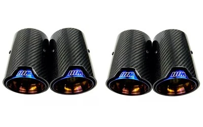 4 x BMW M2 M3 M4 M5 M6 Burnt Blue Carbon Fibre Exhaust Tips F87 F80 F82 F83 F10 - Image 1 of 4