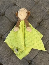 Okie Dokie Monkey Lovey Small Green Security Blanket Stuffed Animal Rattle A9