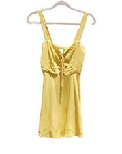 Forever 21 Golden Rayon Braided Tie Fit Flare Sleeveless Mini Dress Small