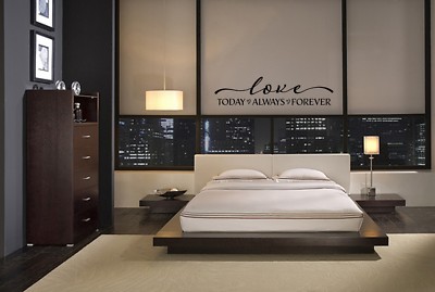 LOVE TODAY ALWAYS FOREVER VINYL WALL DECAL LOVE DECOR QUOTE LETTERING STICKER
