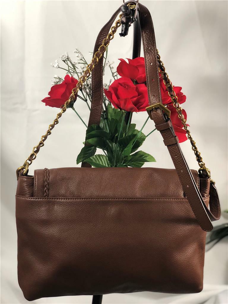 Liked new~orYANY Lily in Brown Pebbled Leather East West Crossbody Bag  #A295151