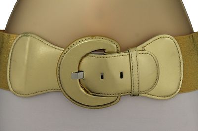 New Women Fashion Belt Hip High Waist Stretch Gold Big Buckle Plus Size M L  XL - Main Image