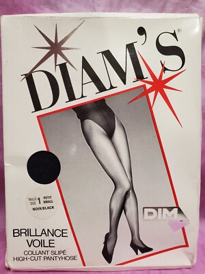 DIAMS HIGH CUT FRENCH PANTY PANTYHOSE BLACK SHEER SIZE 1 DIM FRANCE