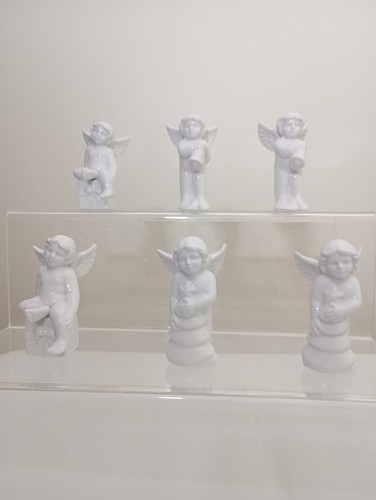 6 X Angels Christmas Cherubs Porcelain Decorations Boxed H: 8 Cm - Picture 5 of 7