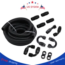 20FT 10AN 5/8" Fuel line Hose Fitting Kit Braided Nylon Stainless Steel Oil Gas