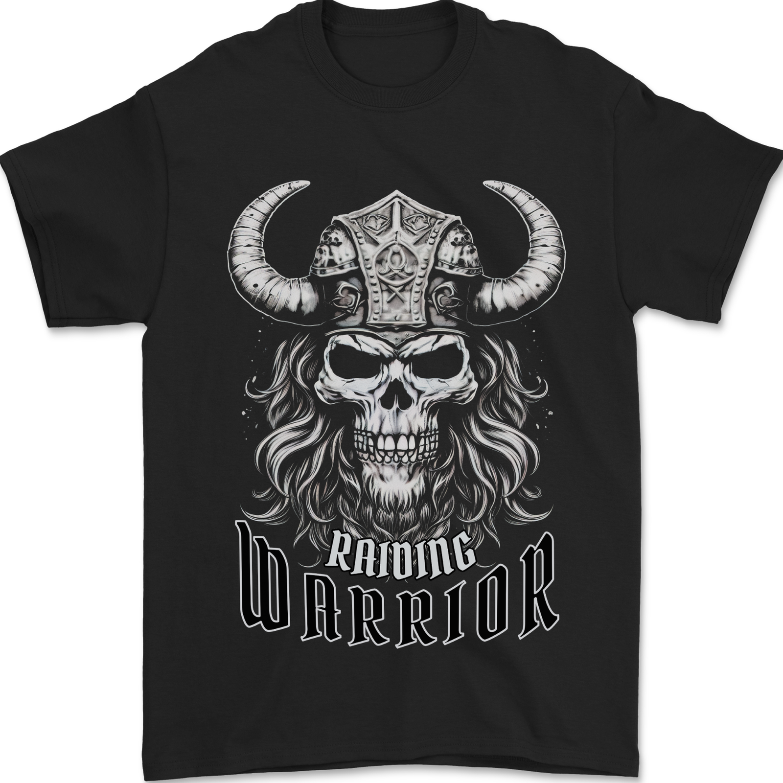 Viking Raiding Warrior Skull Mens T-Shirt 100% Cotton