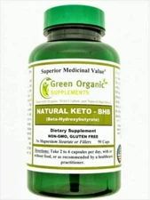 Green Organic Supplements Keto-BHB, Natural, Weight Loss, 90 VCaps, Hand Made