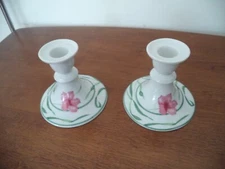 SET OF 2 JACQUELINE TOSCANY CANDLE HOLDERS 3 1/2" TALL