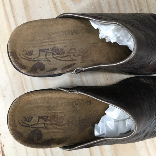 Romika Shoes Womens R39 L40 Mules Clogs Heels Slip On Brown Leather Round Toe - Picture 13 of 16
