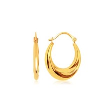 14k Yellow Gold Eye-Catching Graduated Oval Hoop Earrings