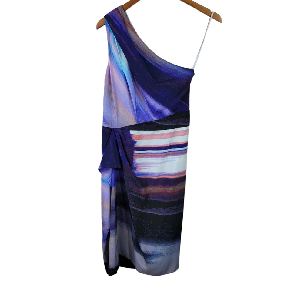 Платье Rachel Roy размер 4 вечернее коктейльное оболочка специальное мероприятие плиссированное синее фиолетовое - Изображение 2 из 4