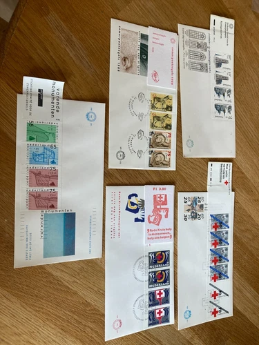 Netherlands 5 FDC covers with complete stamp booklets, unusual