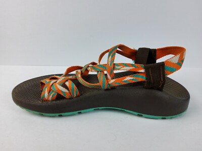 Chaco ZX2 Classic Orange Blue Double Strap Hiking Sandals Toe Loop