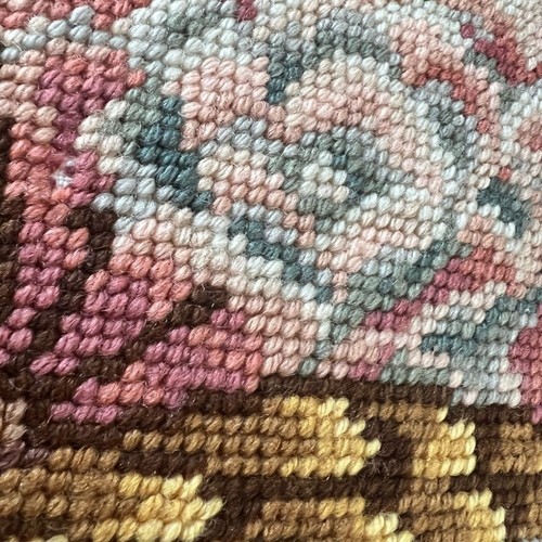 Handmade Needle Point Floral Butterfly Accent Pillow 16” x 16” - Picture 4 of 9