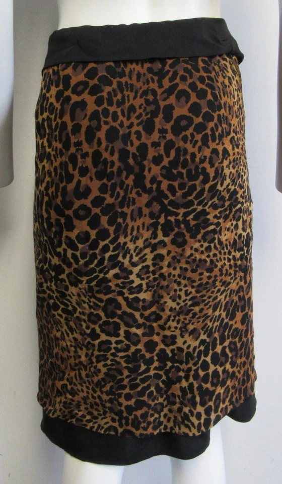 LAFAYETTE 148 Falda envolvente estampado animal marrón y negro talla 10 Foto 3 de 4