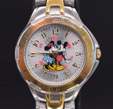 Vtg DISNEY SII SEIKO Disney Mickey & Minnie Mouse Watch Rotating Hearts NEW BATT