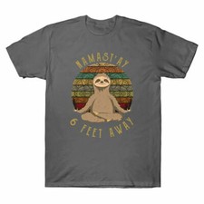 6 Feet Funny Distancing Men's Hippies Away Sloth Social Yoga Namast'ay T-shirt
