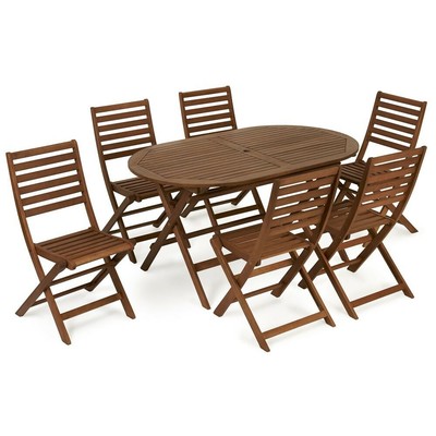 6 Seater Wooden Patio Garden Teras Set Made From Eucalyptus Wood
