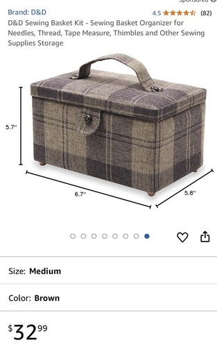 D&D Sewing Basket Kit - Sewing Basket Organizer Brown Locks - Picture 8 of 9