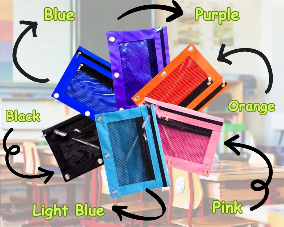 Juego escolar de crayola con cremallera de malla bolsa de lápiz aglutinante de 3 agujeros conjunto estacionario puro Foto 3 de 4