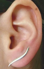 SOLID 925 Sterling Silver 0.65g Crawler Climber Wave Cuff Sweep Earpin Earrings