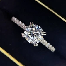 2 Ct CZ Simple & Elegant Ring For Christmas Gift 925 Silver Plated Promise Band