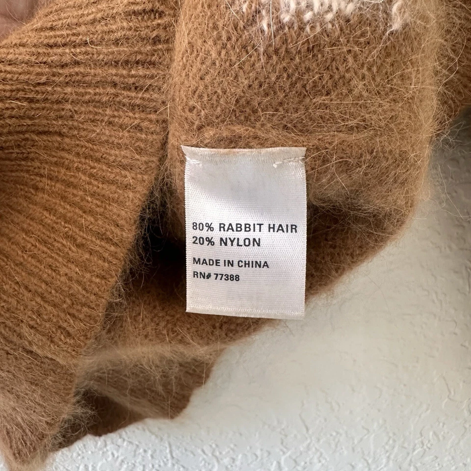 Wallace Women's Sweater Brown White Polkadots Angora Rabbit Hair Blend Sz XS - Image 4 of 4