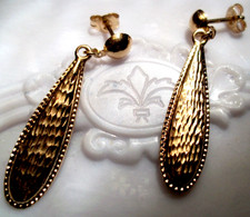 14k earrings vintage fine jewelry SOLID real yellow gold pierced diamond cut