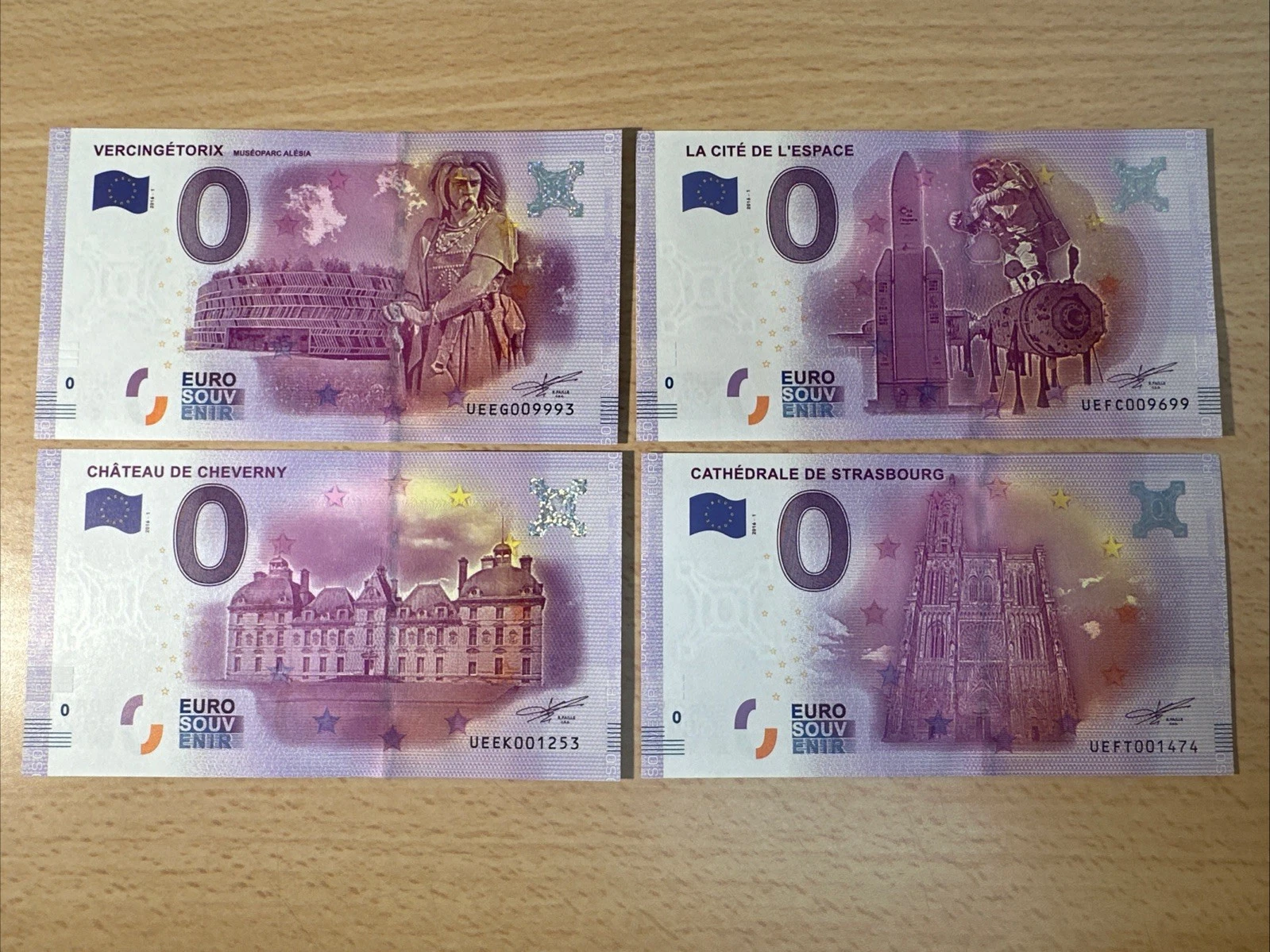 Lot 4 Billets  Zéro 0 € Euro Touristique / Souvenir 2016-1