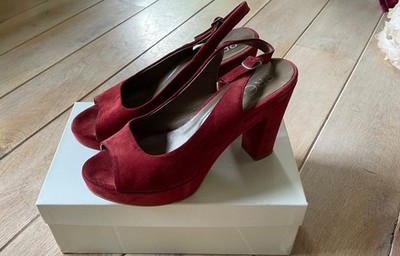 Prego Plateau Schuhe Pumps High Heels Open Toe Rot Gr. 40
