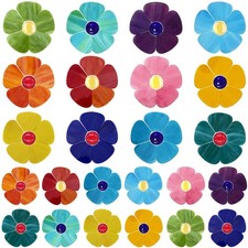 LITMIND 24 Pcs Stained Glass Flower Mosaic Tiles   12 Bright Mixed Colors, Large
