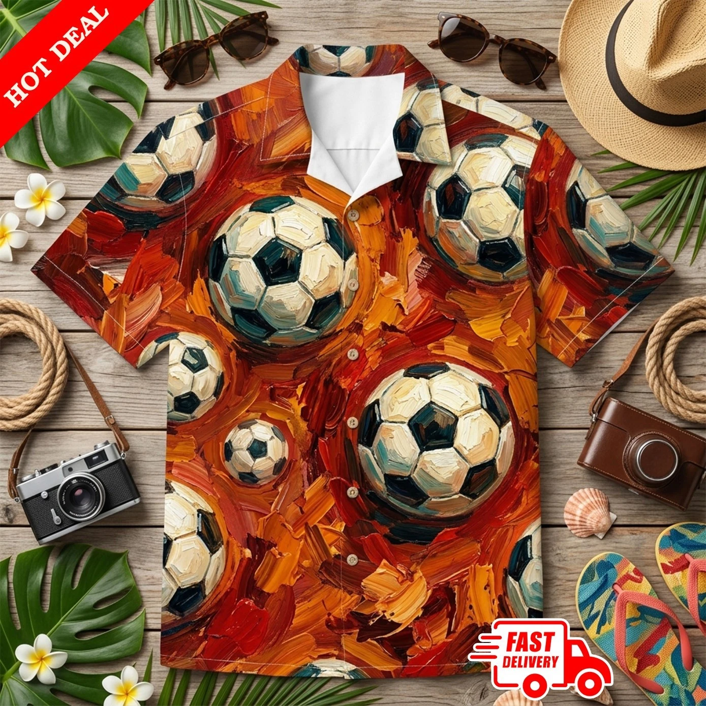 Mens World Cup Soccer Hawaiian Shirt Futbol Short Sleeve Aloha Beach Button Down