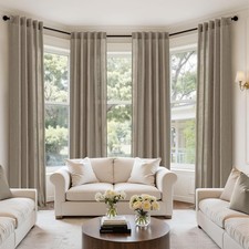 MIULEE Dark Taupe Back Tab Linen Curtains 4 Panels 42W x 90L Di linen