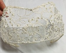 Vtg 30 s Made Wedding Headpiece Lace Pearl