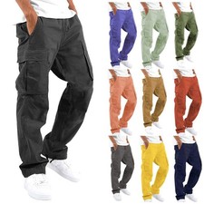 Herren Cargo Hose Stoffhose Taschen Dehnbund ...