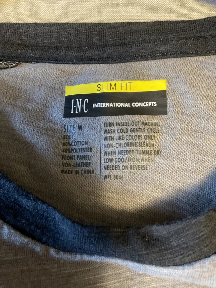 I.N.C. INTERNATIONAL CONCEPT MENS MEDUIUM T-SHIRT SHORT SLEEVE BLACK GRAY - Image 2 of 3