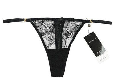 BLUEBELLA Black CARMEN Low Rise Lace Thong Underwear 10 LARGE NWT
