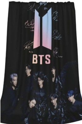 New BTS UltraSoft Victor Fleece Throw Blanket Black/Pink 60 x 50 in