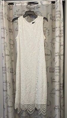 sharagano white lace dress NEW Sharagano $128 White Lace Sleeveless Sheath Dress Womens 8P