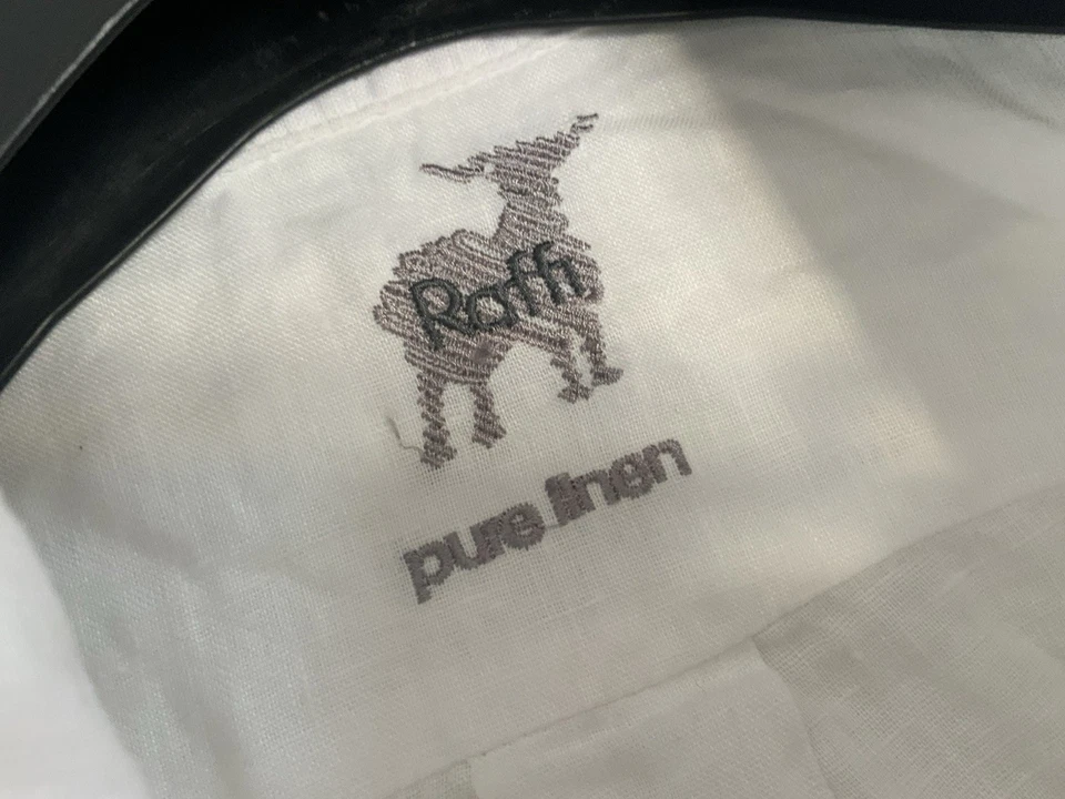 Camisa masculina manga longa RAFFI branca tamanho - L 100% linho punho padrão PEC - Imagem 3 de 4