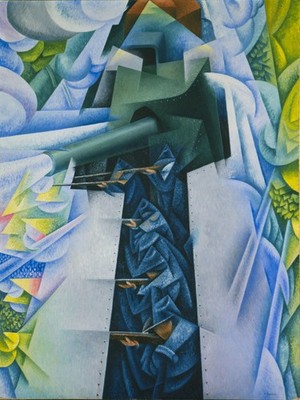 Gino Severini Panzerzug in Aktion Kunstdruck Poster Leinwand Wanddeko Deko S