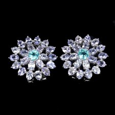 925 Sterling Silver Earrings Round Apatite Tanzanite Natural Gemstone Jewelry