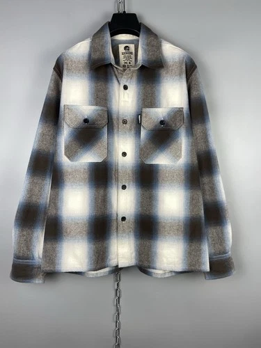 Hebtroco Mens Heavy Cotton Checked Button Long Sleeve Overshirt Shirt Size M - product listing photo