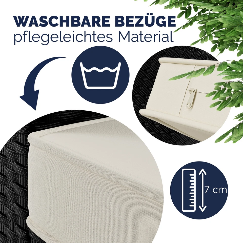 CASARIA® Polyrattan Lounge Sitzgruppe Sitzgarnitur Garten Set WPC Gartenmöbel - Bild 3 von 4