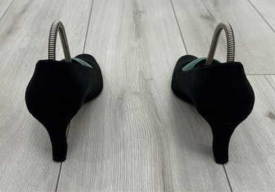 VTG PRADA Archive Black Stretch Fabric Pumps Square Toe Block Heel