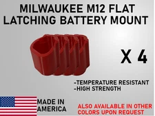 Flat Mount Milwaukee M12 Latching battery Mount Garage Shop Organization[QTY 4]
