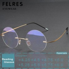 Ultralight Rimless Metal Anti Blue Light Reading Glasses Men Presbyopic Glasses