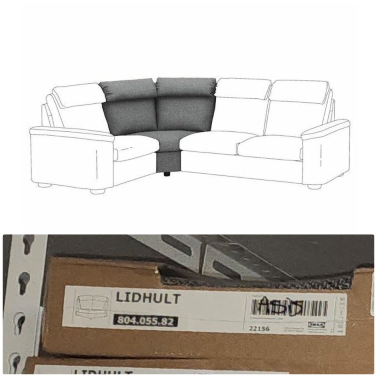 IKEA LIDHULT Lejde Gray Black cover for Corner Section Slipcover  NEW